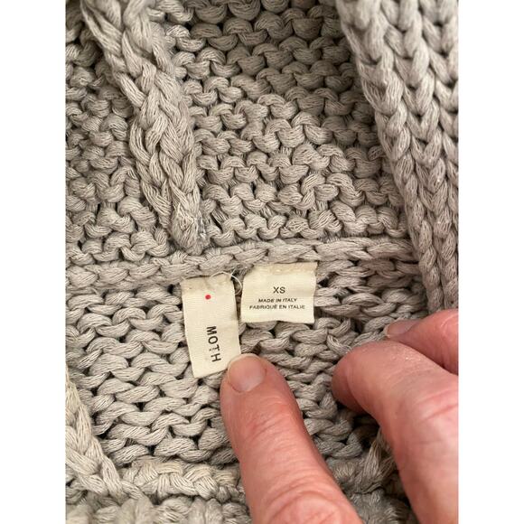 Moth  by Anthropologie Gray Distressed Metallic Trim Hooded Sweater Size XS - Picture 5 of 9